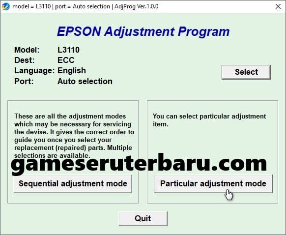 Resetter Epson l3110